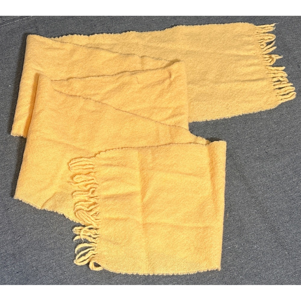 Vintage 50s 60s Pendleton Yellow 100% Virgin Wool Scarf Made in USA Solid 62x8